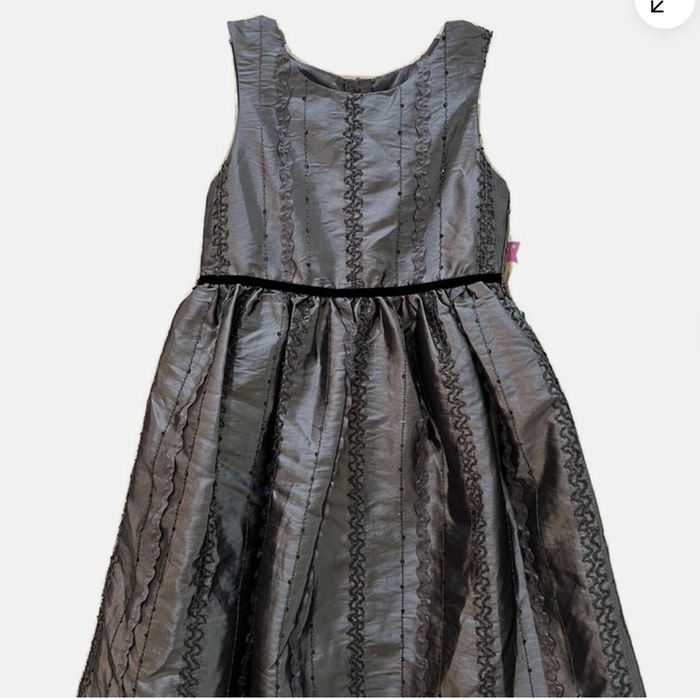 Cherokee Preteen Size 14 Charcoal Gray and Silver Sequined Party Dress